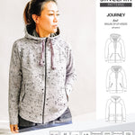 Sinclair Patterns S1080 Journey zip up zippered knit raglan hoodie for women with kangaroo, zippered or cargo pockets pdf sewing pattern