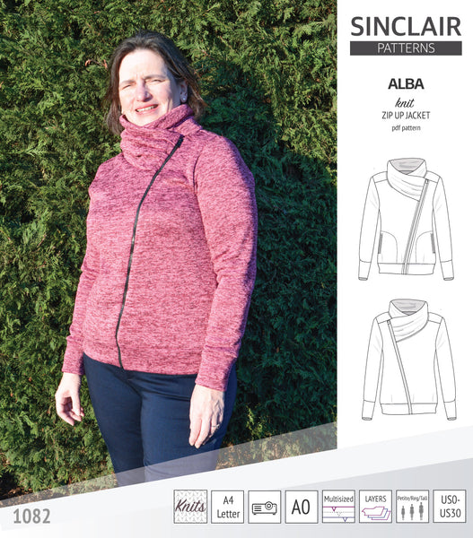 Juno knit zip up fleece style jacket with pockets (PDF) - Sinclair Patterns