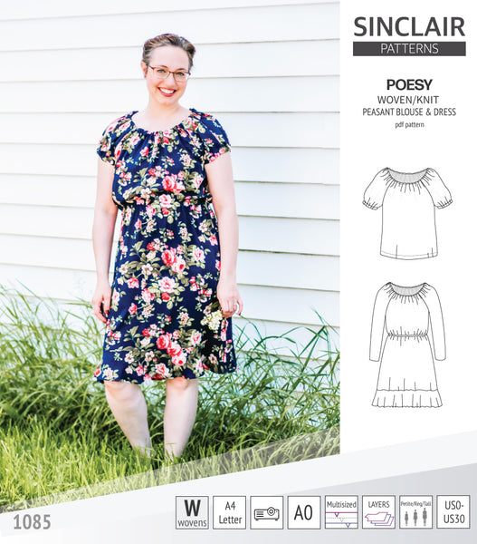 Poesy peasant style blouse, tunic and dress (PDF) - Sinclair Patterns