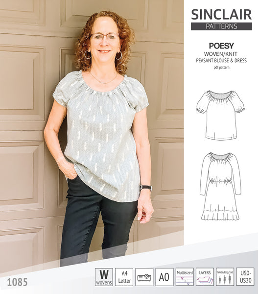 Poesy peasant style blouse, tunic and dress (PDF) - Sinclair Patterns