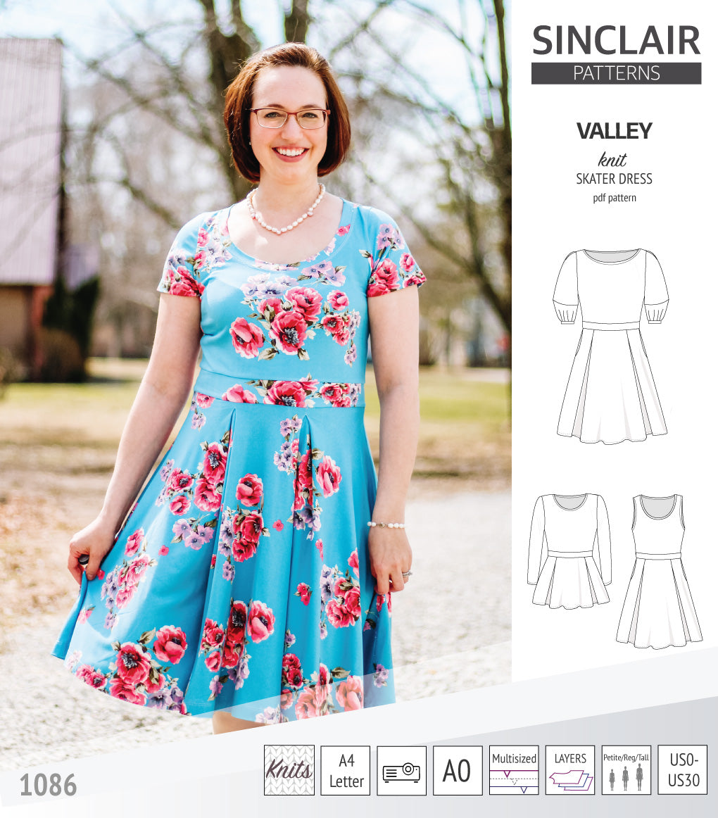 Valley knit skater dress with lantern sleeves and other options (PDF) – Sinclair Patterns valley-knit-skater-dress-with-lantern-sleeves-and-other-options-pdf-sinclair-patterns