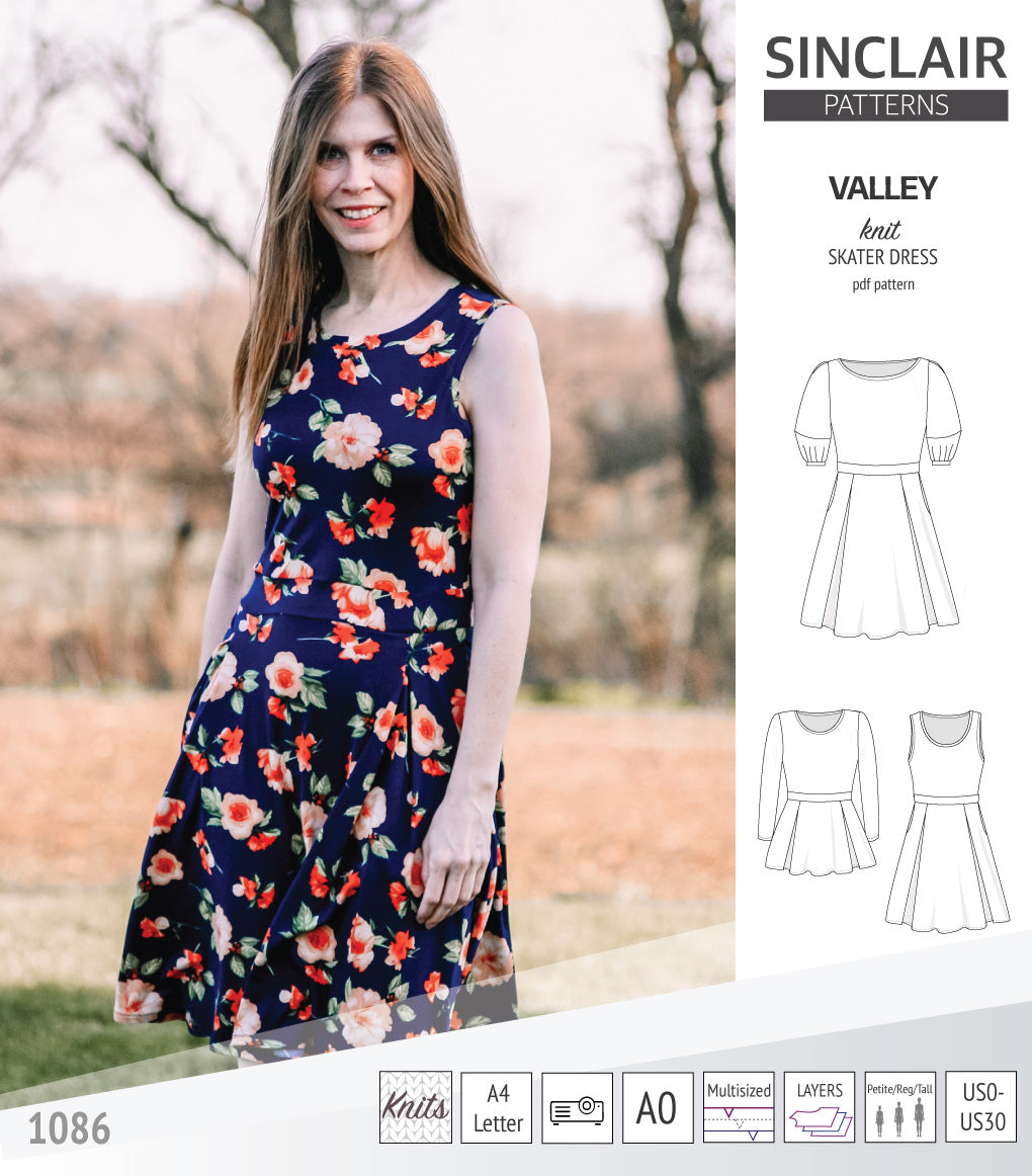 Valley knit skater dress with lantern sleeves and other options (PDF) Valley knit skater dress with lantern sleeves and other options (PDF)