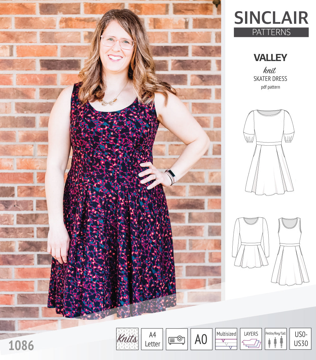 Valley knit skater dress with lantern sleeves and other options (PDF) – Sinclair Patterns valley-knit-skater-dress-with-lantern-sleeves-and-other-options-pdf-sinclair-patterns