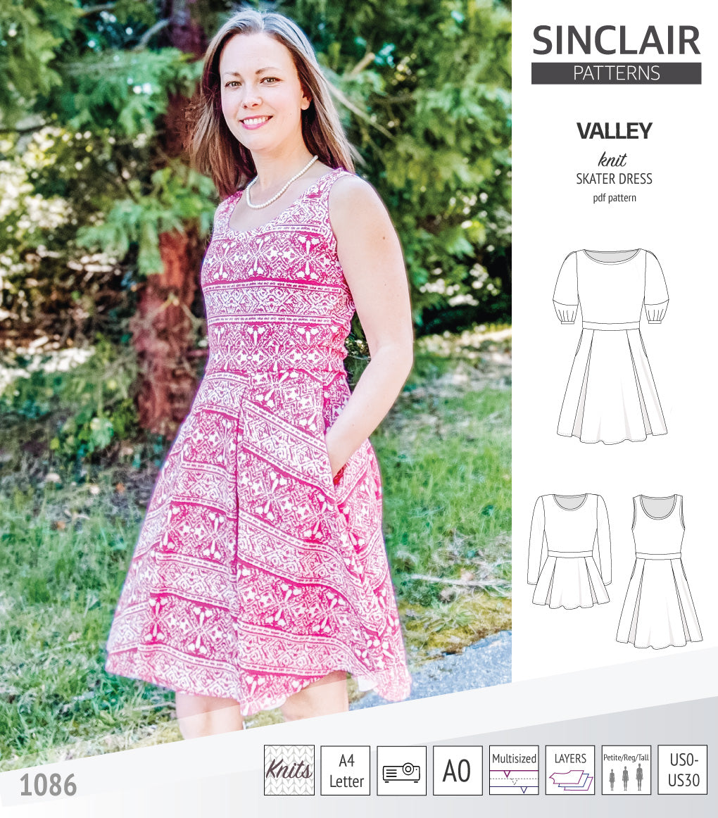 Valley knit skater dress with lantern sleeves and other options (PDF) – Sinclair Patterns valley-knit-skater-dress-with-lantern-sleeves-and-other-options-pdf-sinclair-patterns
