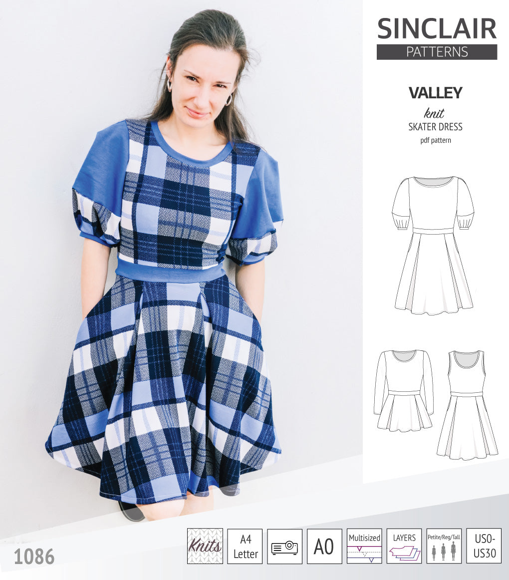 Valley knit skater dress with lantern sleeves and other options (PDF) Valley knit skater dress with lantern sleeves and other options (PDF)