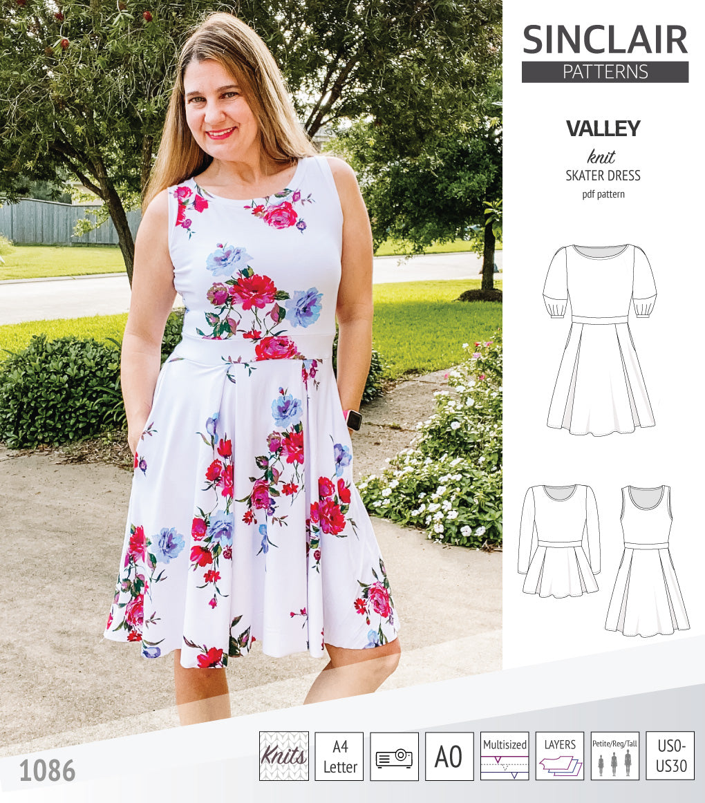 Valley knit skater dress with lantern sleeves and other options (PDF) Valley knit skater dress with lantern sleeves and other options (PDF)