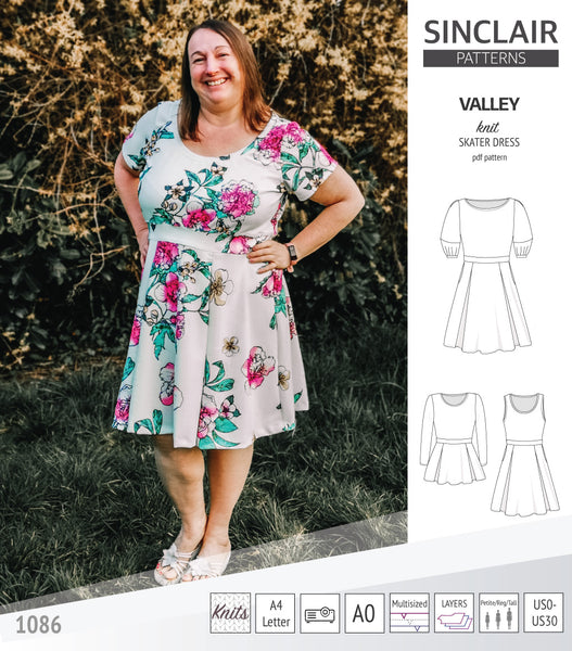 Sinclair Patterns - Valley knit skater dress with lantern sleeves