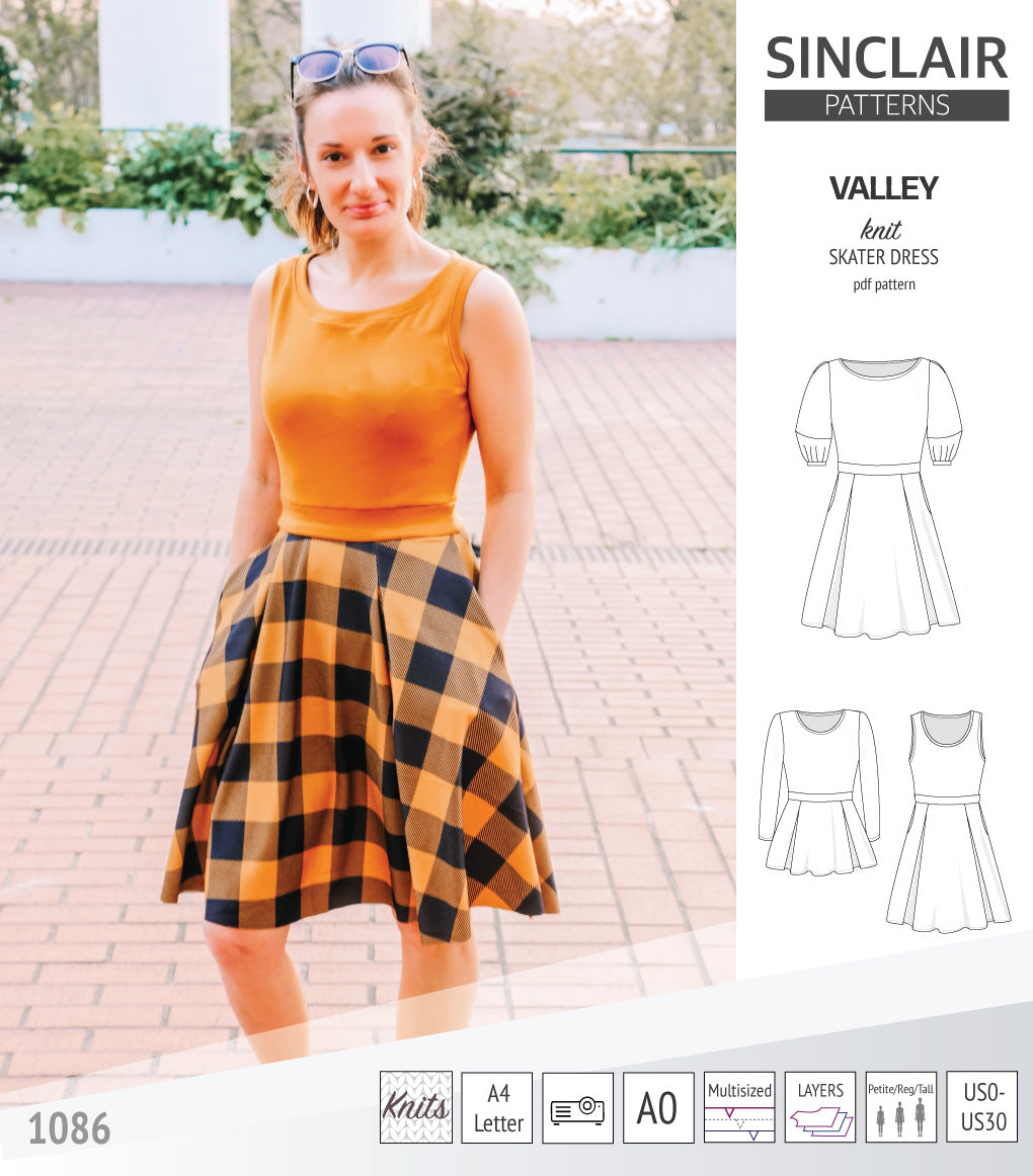 Valley knit skater dress with lantern sleeves and other options (PDF) Valley knit skater dress with lantern sleeves and other options (PDF)