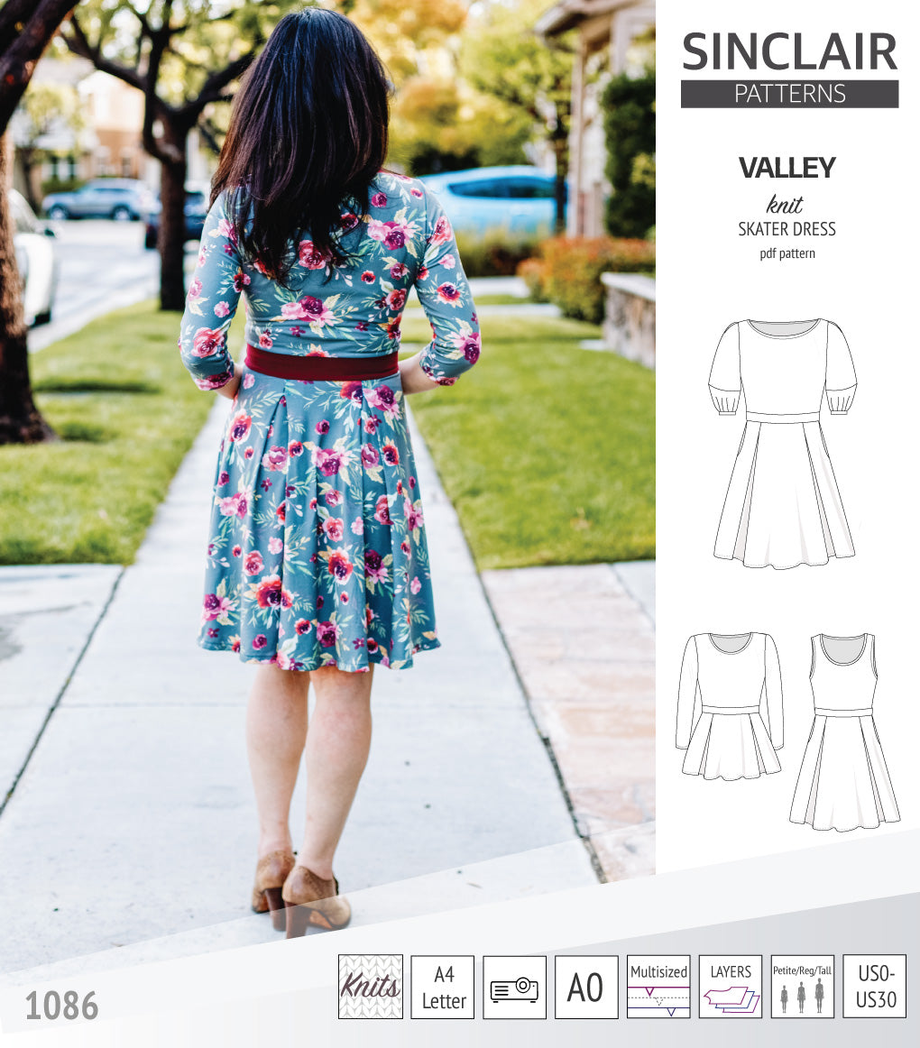Valley knit skater dress with lantern sleeves and other options (PDF) – Sinclair Patterns valley-knit-skater-dress-with-lantern-sleeves-and-other-options-pdf-sinclair-patterns