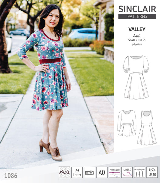 Valley knit skater dress with lantern sleeves and other options (PDF ...