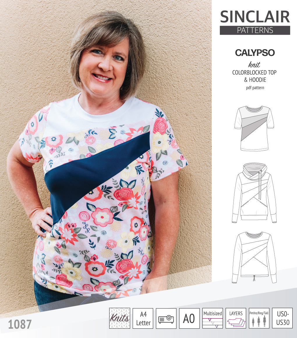 Colorblocked Top Calypso colorblocked top and hoodie for women (PDF) – Sinclair Patterns