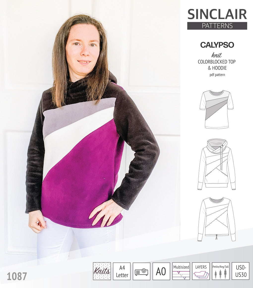 Calypso colorblocked top and hoodie for women (PDF) – Sinclair Patterns