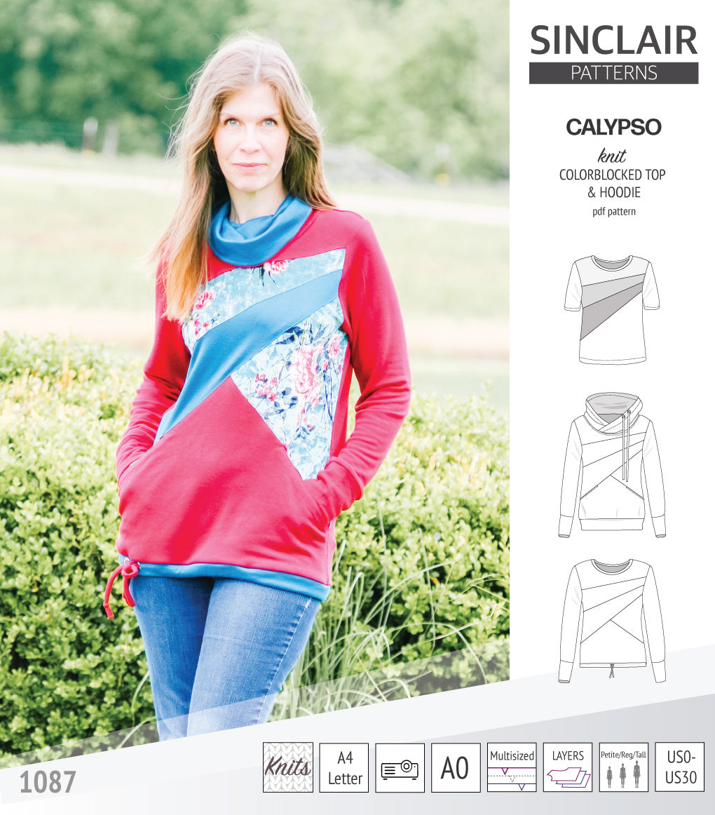 Calypso colorblocked top and hoodie for women (PDF) – Sinclair Patterns