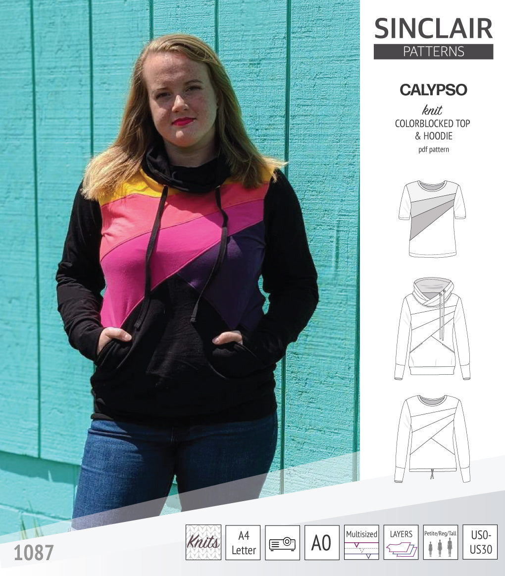 Calypso colorblocked top and hoodie for women (PDF) – Sinclair Patterns