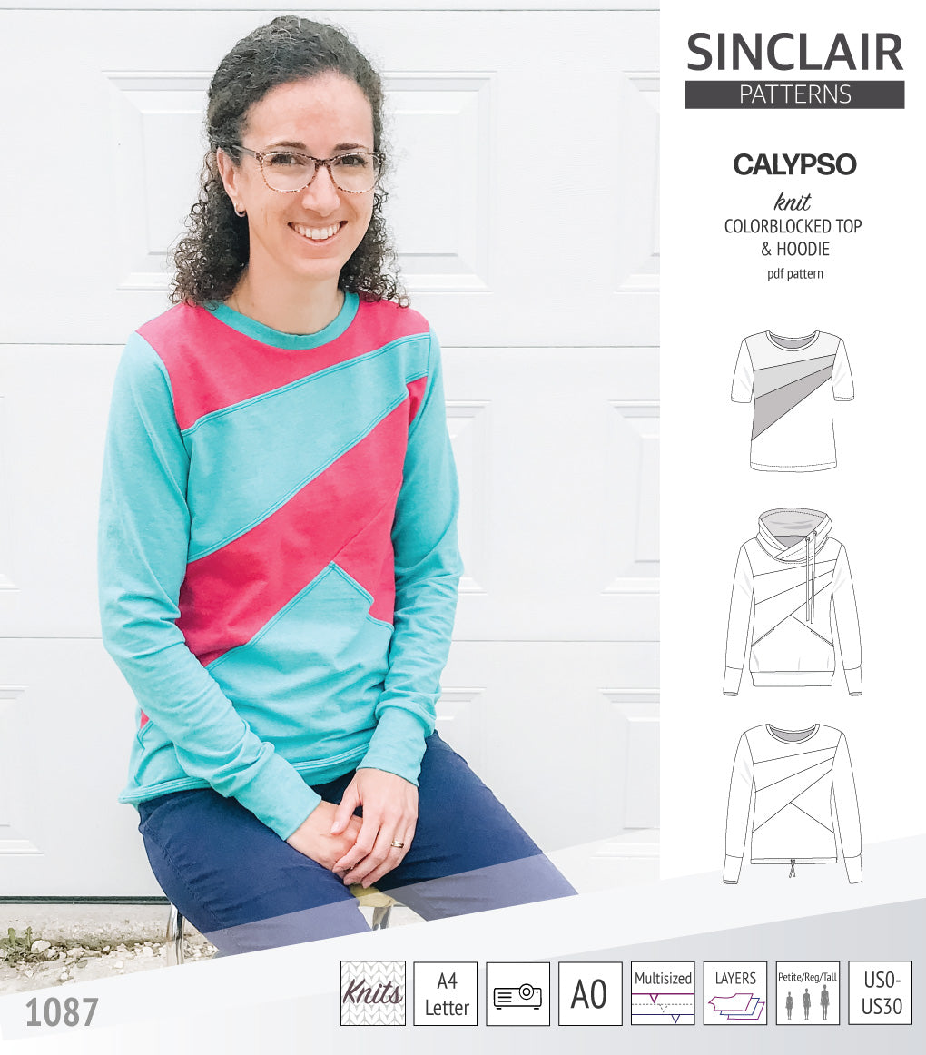 Calypso colorblocked top and hoodie for women (PDF) – Sinclair Patterns