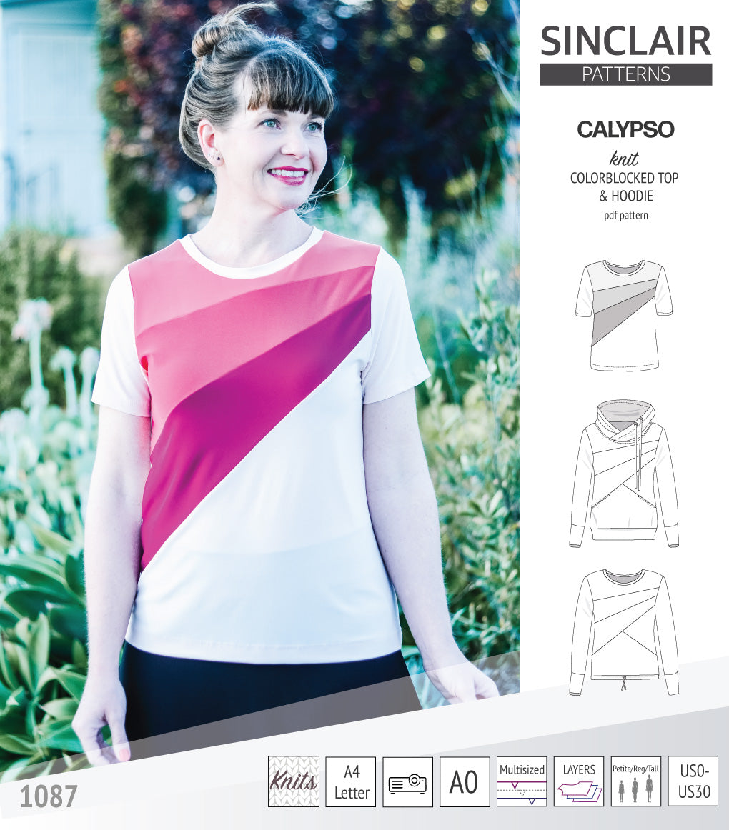 Calypso colorblocked top and hoodie for women (PDF) – Sinclair Patterns