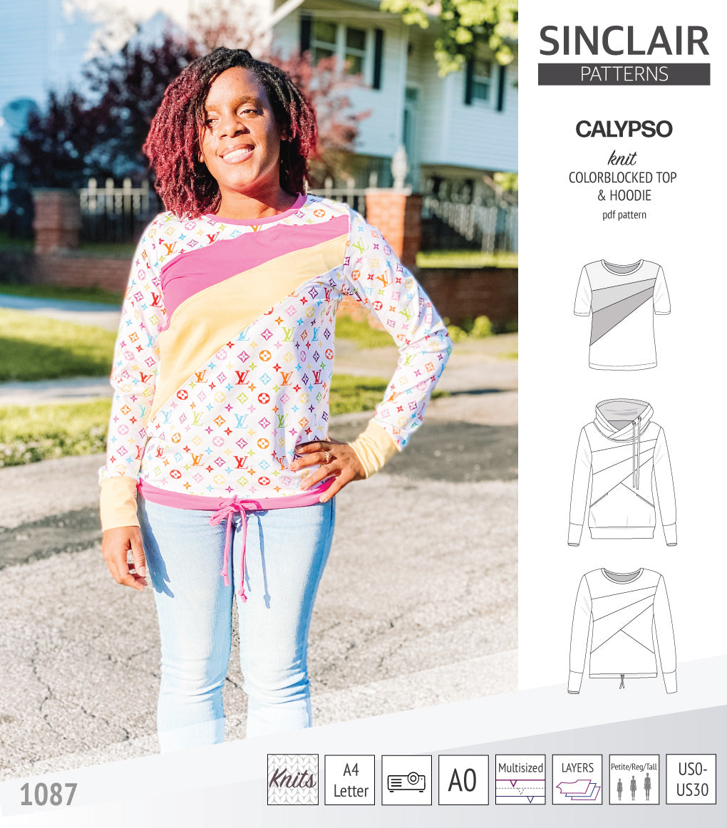 Calypso colorblocked top and hoodie for women (PDF) – Sinclair Patterns
