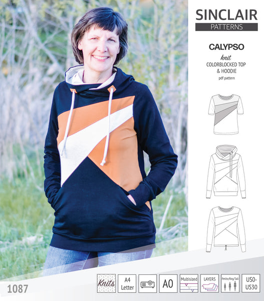 Calypso colorblocked top and hoodie for women (PDF) - Sinclair Patterns