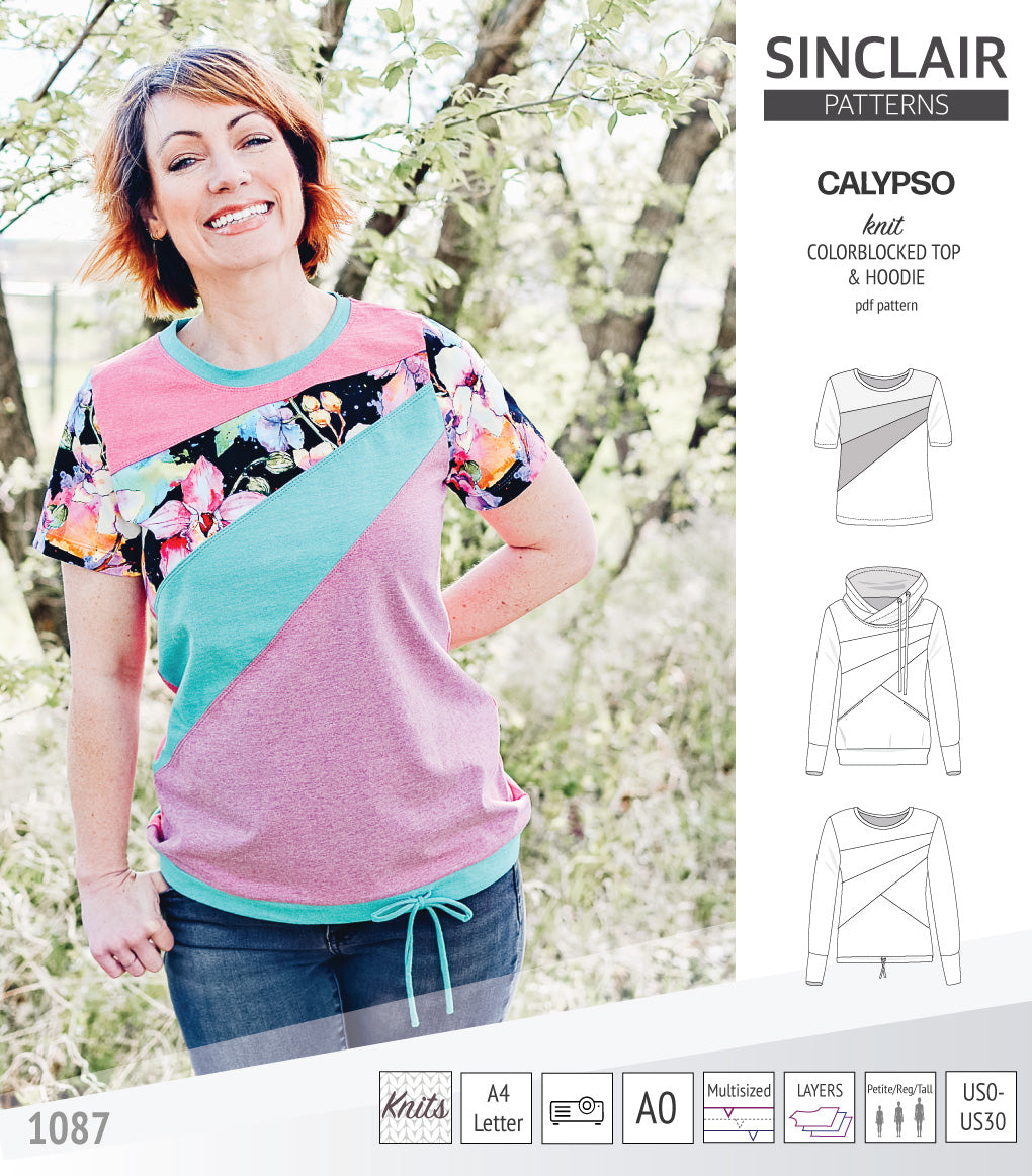 Calypso colorblocked top and hoodie for women (PDF) – Sinclair Patterns