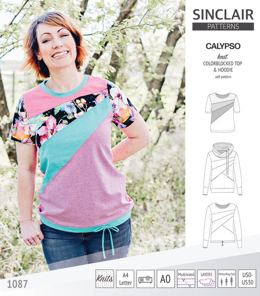 Calypso colorblocked top and hoodie for women (PDF) - Sinclair Patterns