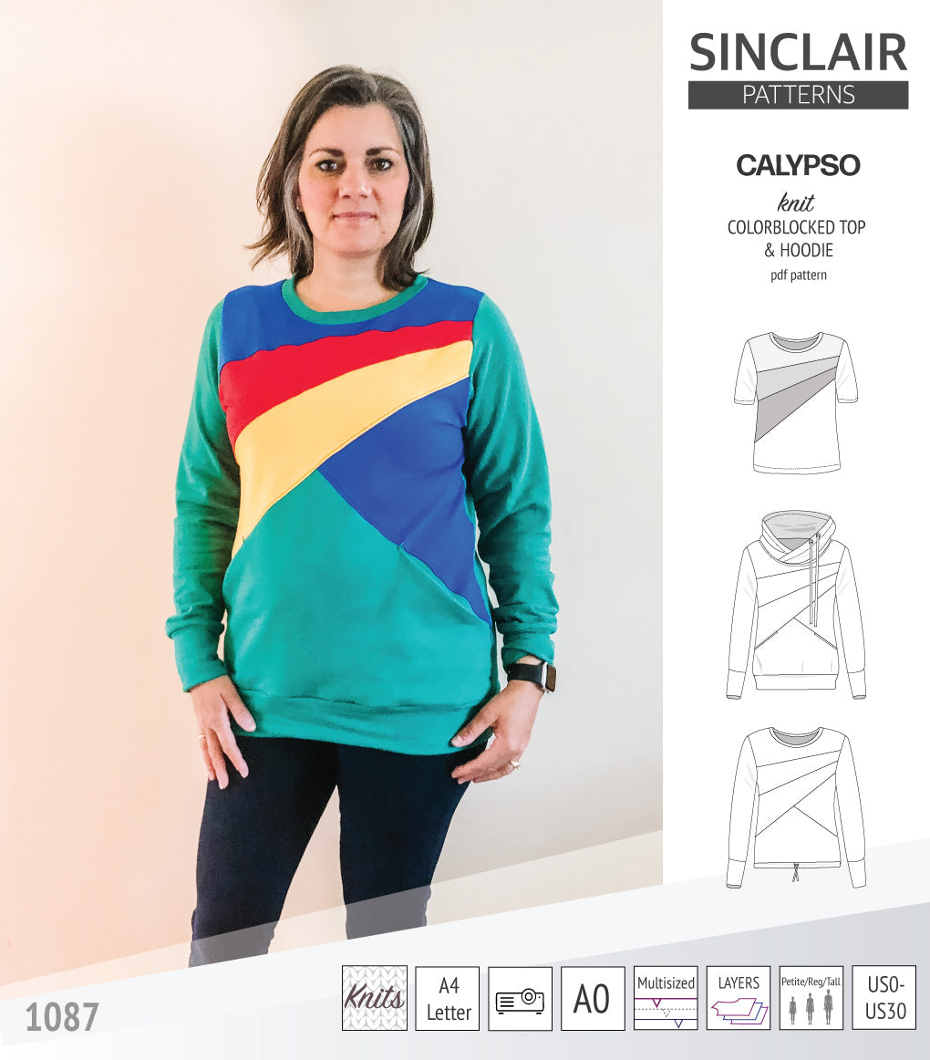 Calypso colorblocked top and hoodie for women (PDF) – Sinclair Patterns