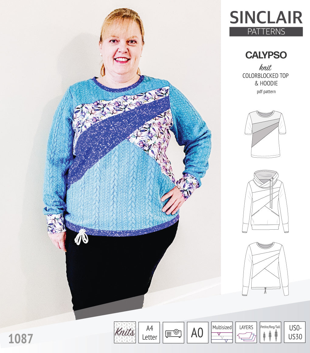 Colorblocked Top Calypso colorblocked top and hoodie for women (PDF) – Sinclair Patterns