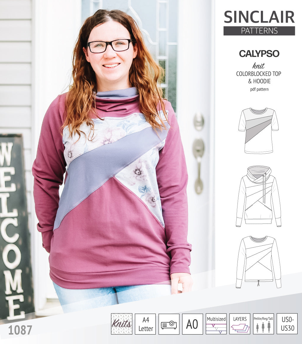 Colorblocked Top Calypso colorblocked top and hoodie for women (PDF) – Sinclair Patterns