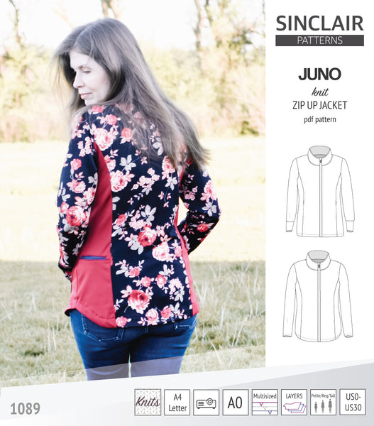 Juno knit zip up fleece style jacket with pockets (PDF)