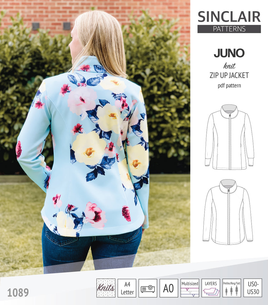 Juno Knit Zip-Up Fleece Style Jacket Pdf Sewing Pattern – Sinclair Patterns