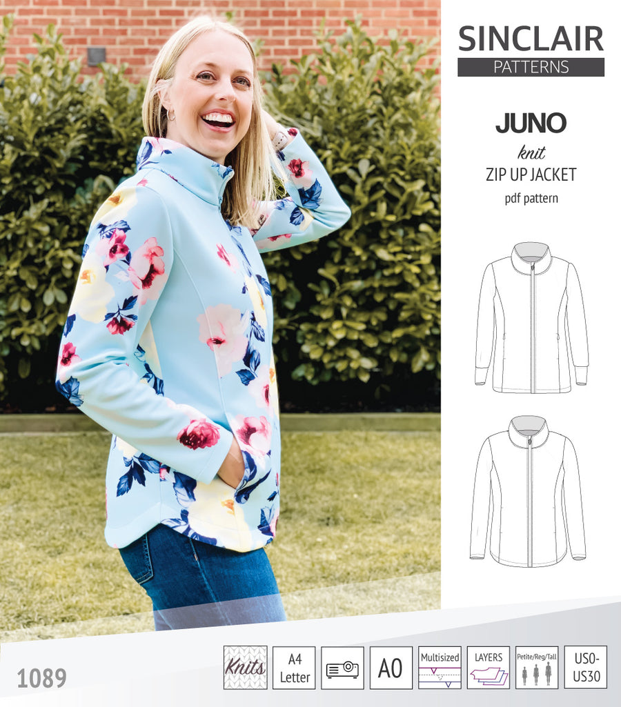 Juno Knit Zip-Up Fleece Style Jacket Pdf Sewing Pattern – Sinclair Patterns