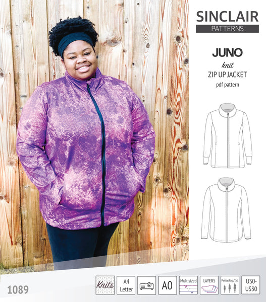 Juno knit zip up fleece style jacket with pockets (PDF)