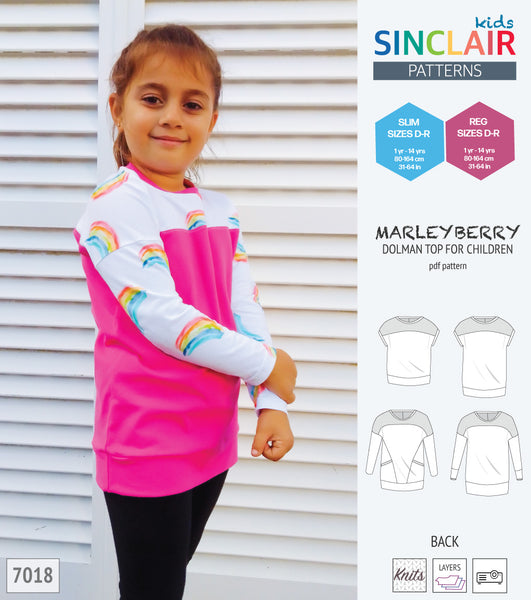 Marleyberry knit dolman top with pockets for children (PDF SEWING