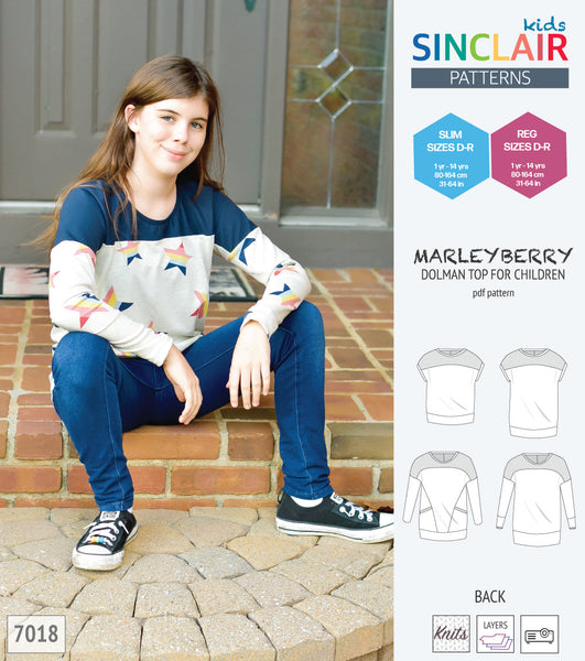 Marleyberry knit dolman top with pockets for children (PDF SEWING