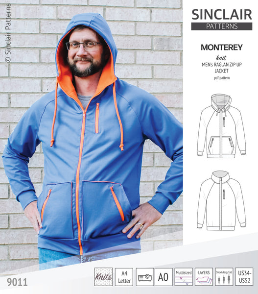 Juno knit zip up fleece style jacket with pockets (PDF), Sinclair Patterns