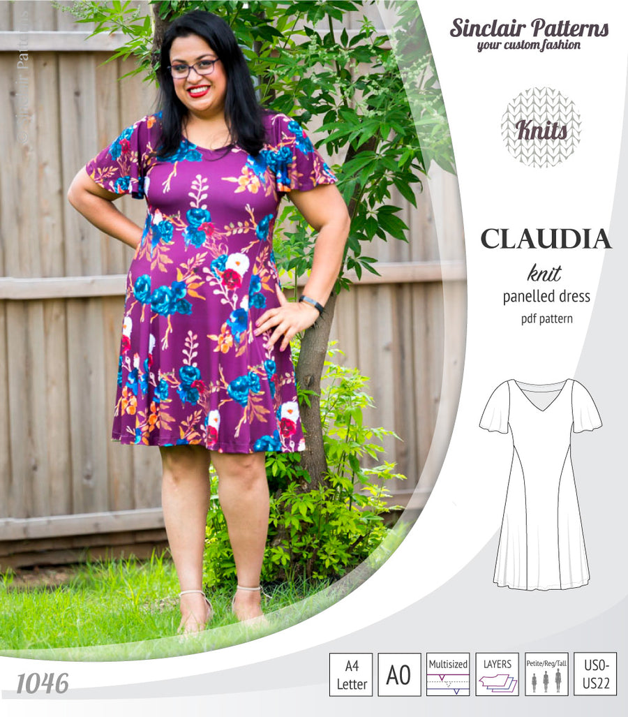Claudia godet style knit dress with flutter sleeves (PDF) – Sinclair ...