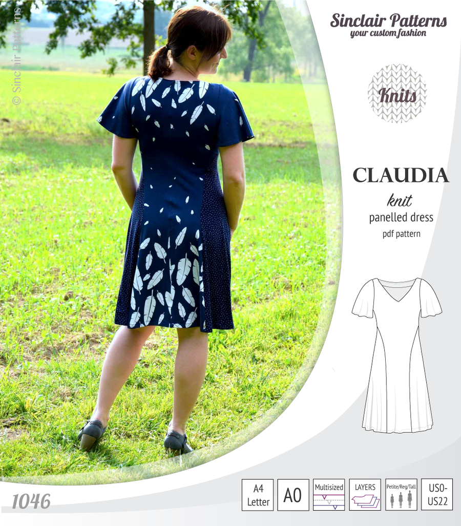 Claudia godet style knit dress with flutter sleeves (PDF) – Sinclair ...