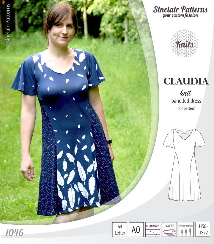 Claudia godet style knit dress with flutter sleeves (PDF) – Sinclair ...