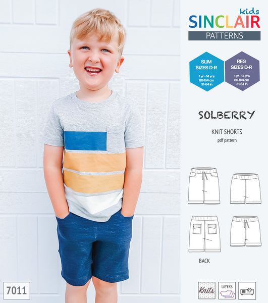 Solberry knit jersey shorts for girls and boys sewing pattern - Patterns