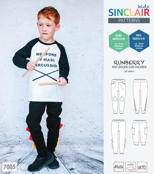 Runberry joggers with pockets, spikes and colorblocking for children (PDF  SEWING PATTERN) - Sinclair Patterns
