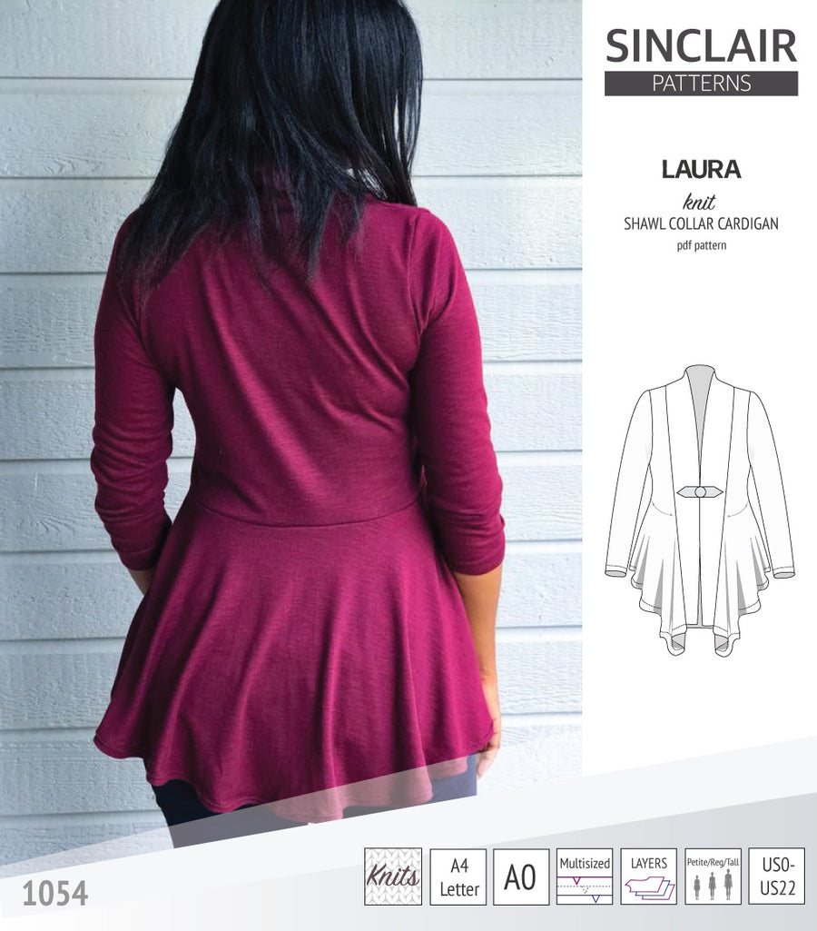 Laura relaxed fit shawl collar cardigan (PDF) – Sinclair Patterns