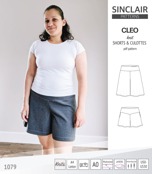 Cleo knit shorts and culottes with yoga waistband pdf sewing pattern ...