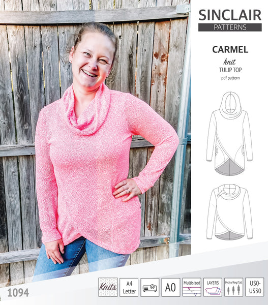 Carmel knit tulip style top with a cowl or a hood and pockets pdf ...