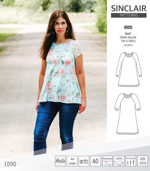 Iris raglan swing top, tunic and dress for knit fabrics (PDF ...