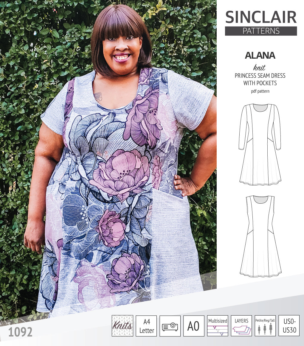 Alana princess seam knit dress with pockets pdf sewing pattern (PDF) – Sinclair Patterns alana-princess-seam-knit-dress-with-pockets-pdf-sewing-pattern-pdf-sinclair-patterns