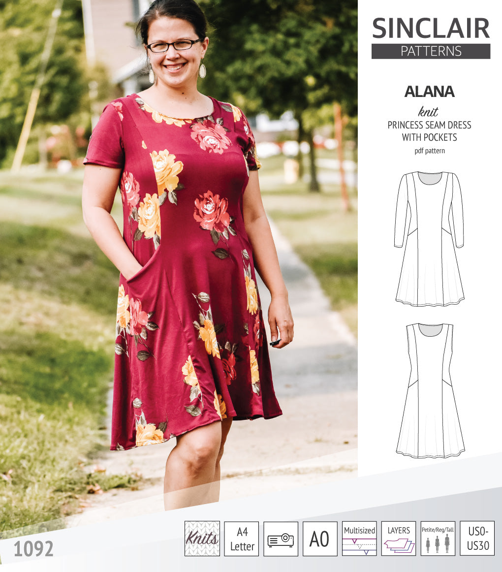 princess seam knit dress pattern Floral Print Princess Seams Knit Dress: Vogue 9199 strictstitchery