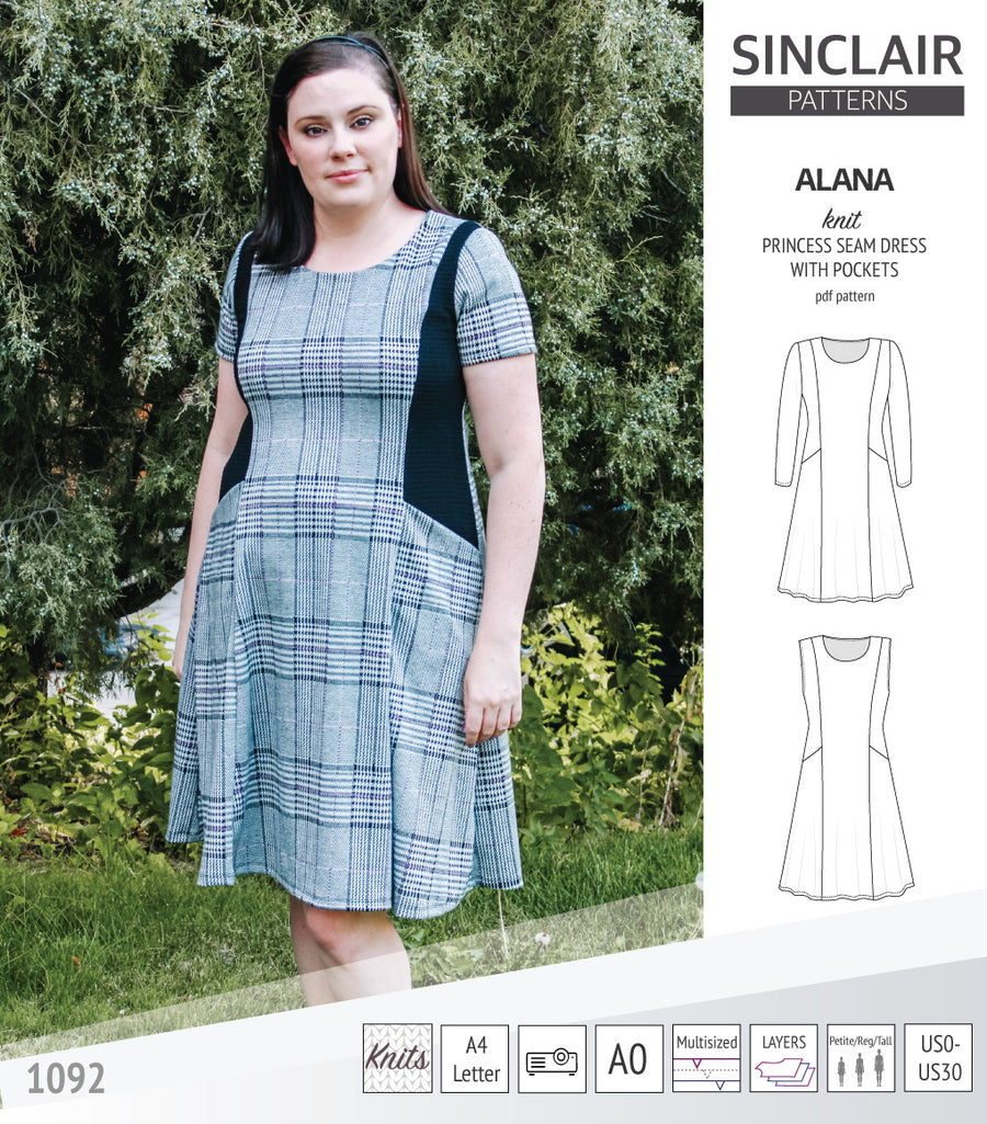 Alana Pattern Alana princess seam knit dress with pockets pdf sewing pattern (PDF ...