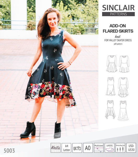 ADD ON Flared skirts for Valley skater dress PDF Sinclair Patterns