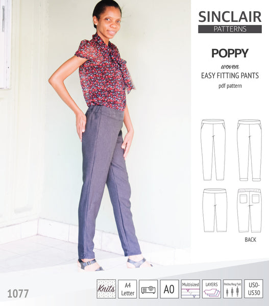 Poppy easy fitting pants with pockets for woven fabrics (PDF sewing  pattern) - Sinclair Patterns