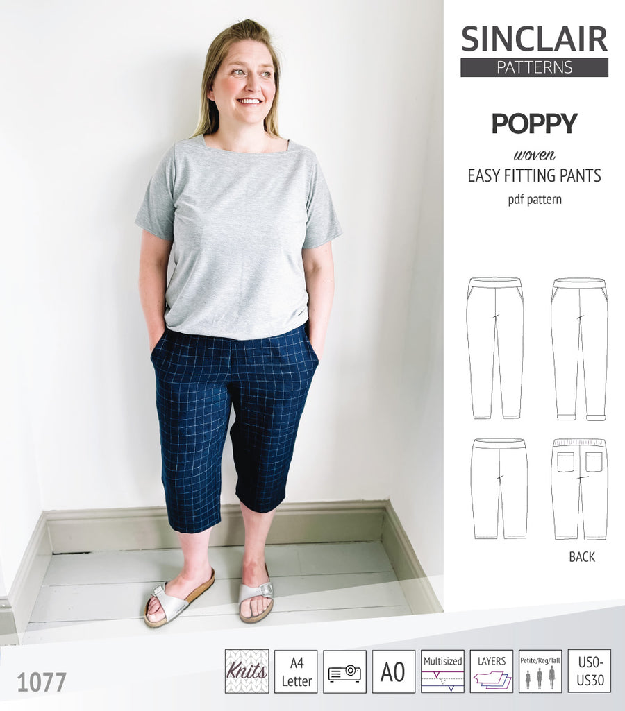 Poppy easy fitting pants with pockets for woven fabrics (PDF sewing ...