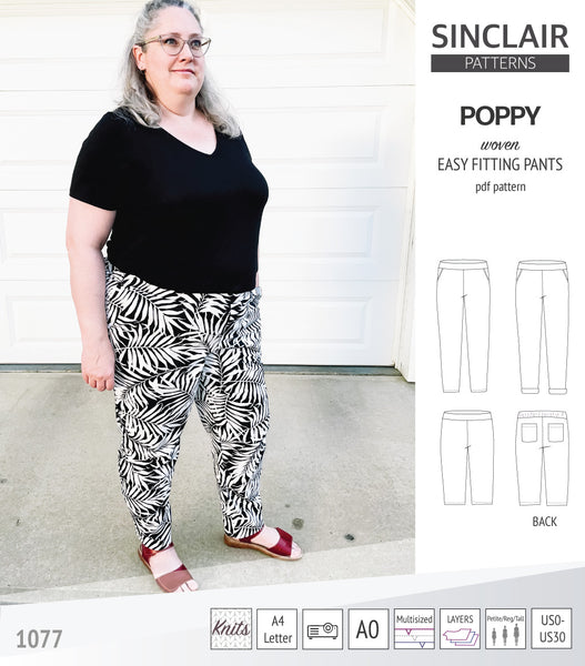 Poppy easy fitting pants with pockets for woven fabrics (PDF sewing ...
